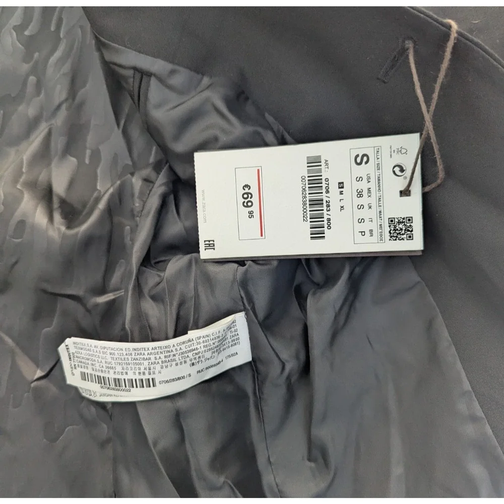 Zara Man Jacket Blazer Black Size S - Picture 16 of 16